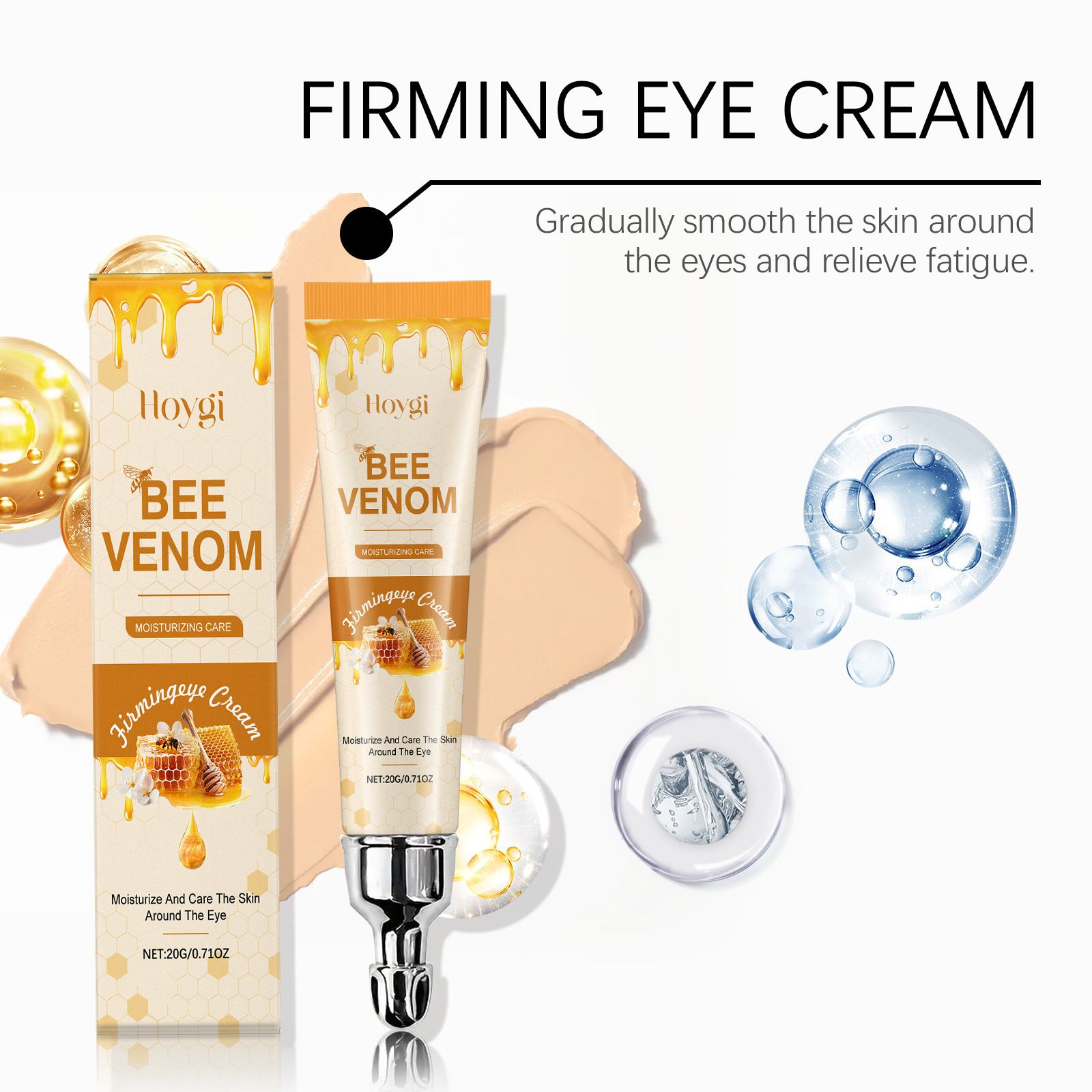 Bee Venom Eye Cream for Dark Circles & Wrinkles,Vitamin C & Honey Infused Under Eye Treatment, Firming & Hydrating Anti-Aging Eye Cream for Women & Men, Gentle for Sensitive Skin