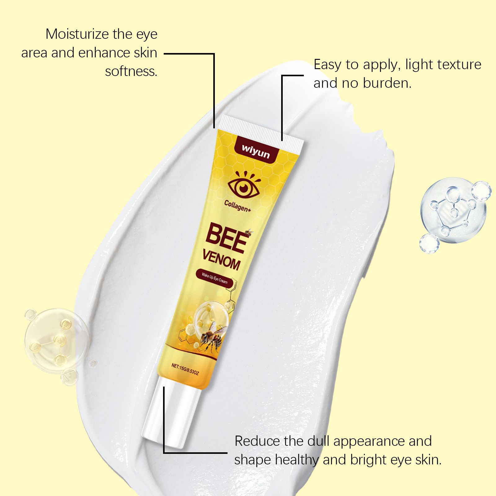Collagen + Bee Venom Wake Up Eye Cream, Wake Up Eye Cream, Advanced Collagen Complete Eye Cream, Make up Eye Firmer, Firm That Delicate Skin Under Your Eyes