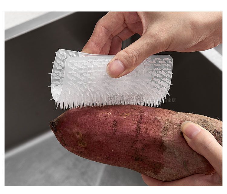 Vegetable Brush, Multifunctional Vegetable Brush,Fruit Brush Silicone Bristles for Deep Cleaning, Ergonomic Finger Grip, Perfect for Fruits Veggies Vegetable(2pcs,Random color）