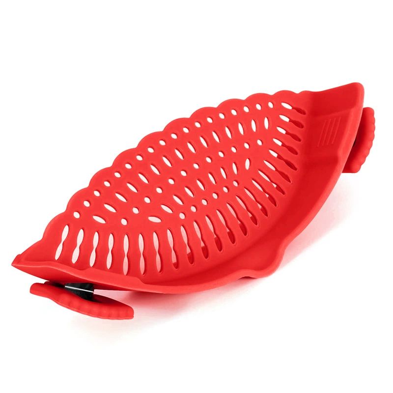 Clip-on Kitchen Food Strainer for Spaghetti, Pasta, Meat, Fruits, Vegetables. Silicone Kitchen Food Strainer for Pots & Bowls