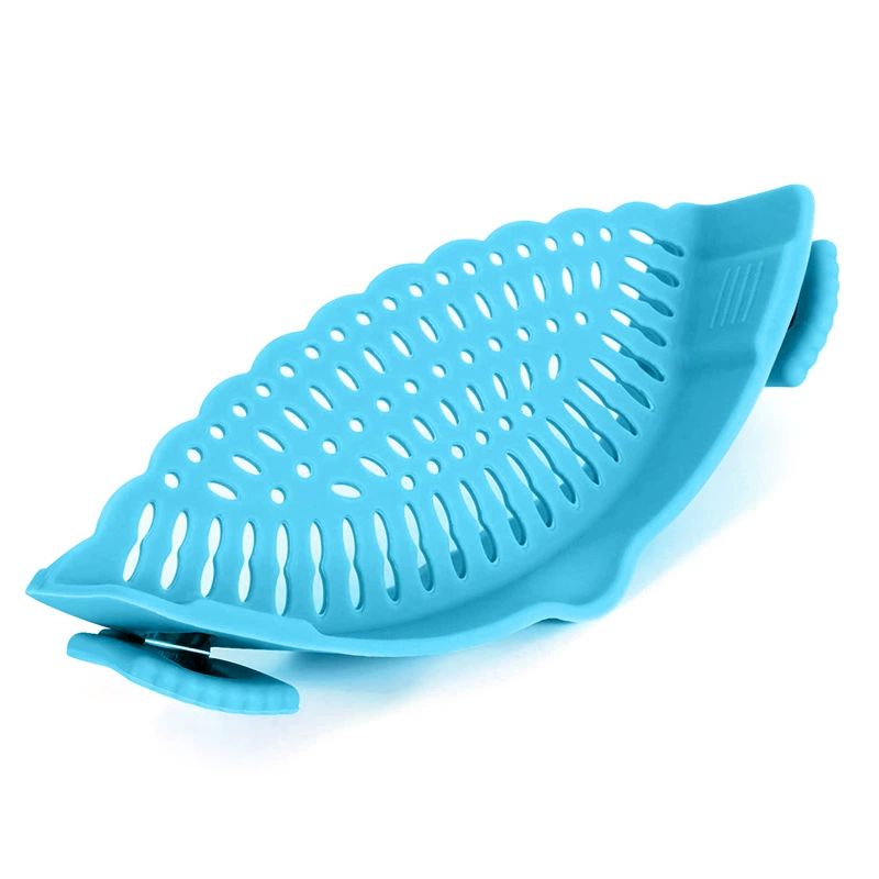 Clip-on Kitchen Food Strainer for Spaghetti, Pasta, Meat, Fruits, Vegetables. Silicone Kitchen Food Strainer for Pots & Bowls