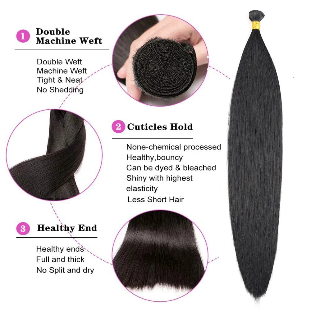 wig hair bundles， Wig Hair Bundle Straight Hair Chemical Fiber straight hair Curtain Hair(Brown,36inch)