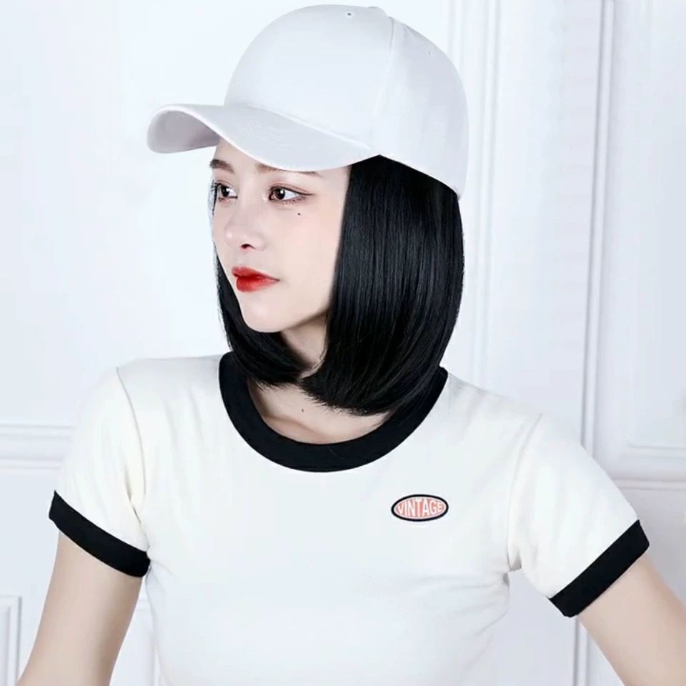 Baseball Cap Wig with Hair Extensions Synthetic Wig Hat for Women Adjustable Baseball Hat