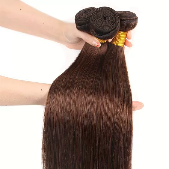 Dark Brown Bundle Human Hair Color 4 Straight Bundles Niegmeag Virgin Remy Hair 20 22 24 Inch Double Weft Brown Wet and Wavy Bundle