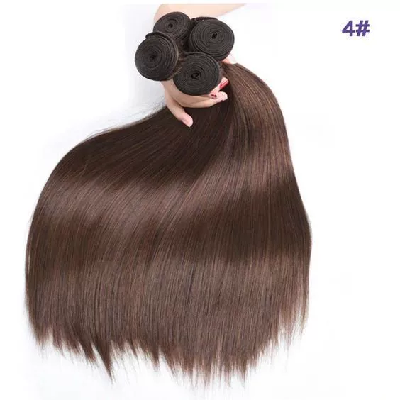 Dark Brown Bundle Human Hair Color 4 Straight Bundles Niegmeag Virgin Remy Hair 20 22 24 Inch Double Weft Brown Wet and Wavy Bundle