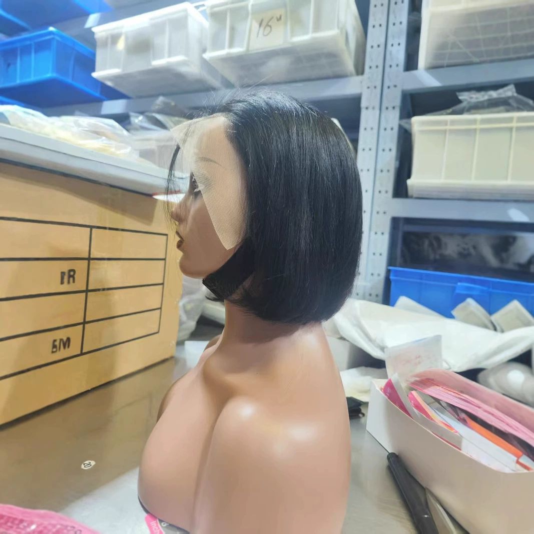 Bob Wig Human Hair 13x4 HD Frontal Bob Wigs Human Hair Bob Lace Front Wigs Human Hair Pre Plucked Brazilian Virgin Natural Black Wig 8 Inch