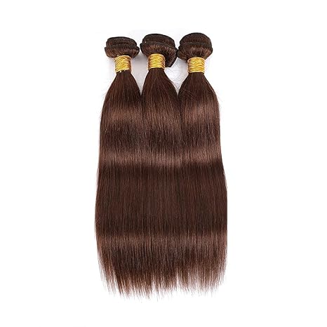 Dark Brown Bundle Human Hair Color 4 Straight Bundles Niegmeag Virgin Remy Hair 20 22 24 Inch Double Weft Brown Wet and Wavy Bundle