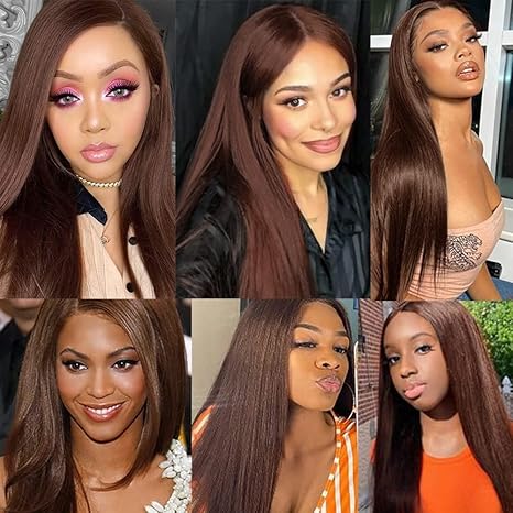 Dark Brown Bundle Human Hair Color 4 Straight Bundles Niegmeag Virgin Remy Hair 20 22 24 Inch Double Weft Brown Wet and Wavy Bundle