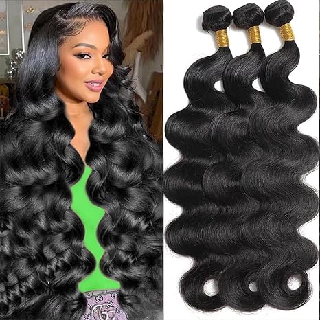 10A Human Hair Bundles 14 14 14 Inch Body Wave Bundles Human Hair Unprocessed Brazilian Virgin Hair 1 Bundle Hair Weave Body Wave Bundles Human Hair Extensions Natural Color