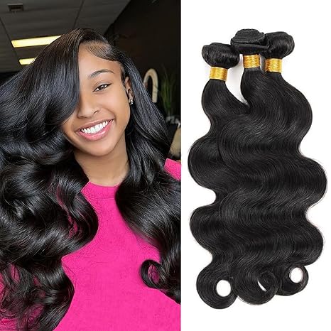 10A Human Hair Bundles 14 14 14 Inch Body Wave Bundles Human Hair Unprocessed Brazilian Virgin Hair 1 Bundle Hair Weave Body Wave Bundles Human Hair Extensions Natural Color