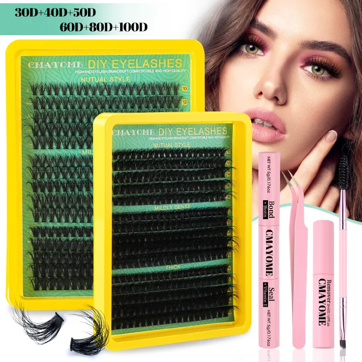 D Curl Lash Clusters Extensions 280 Pcs Individual Eye lash Clusters 100D Cluster Eyelash Lashes Wispy Clusters Lashes Makeup at Home - DIY Lash Extension Kit for Self Application (9-18MM) Mix