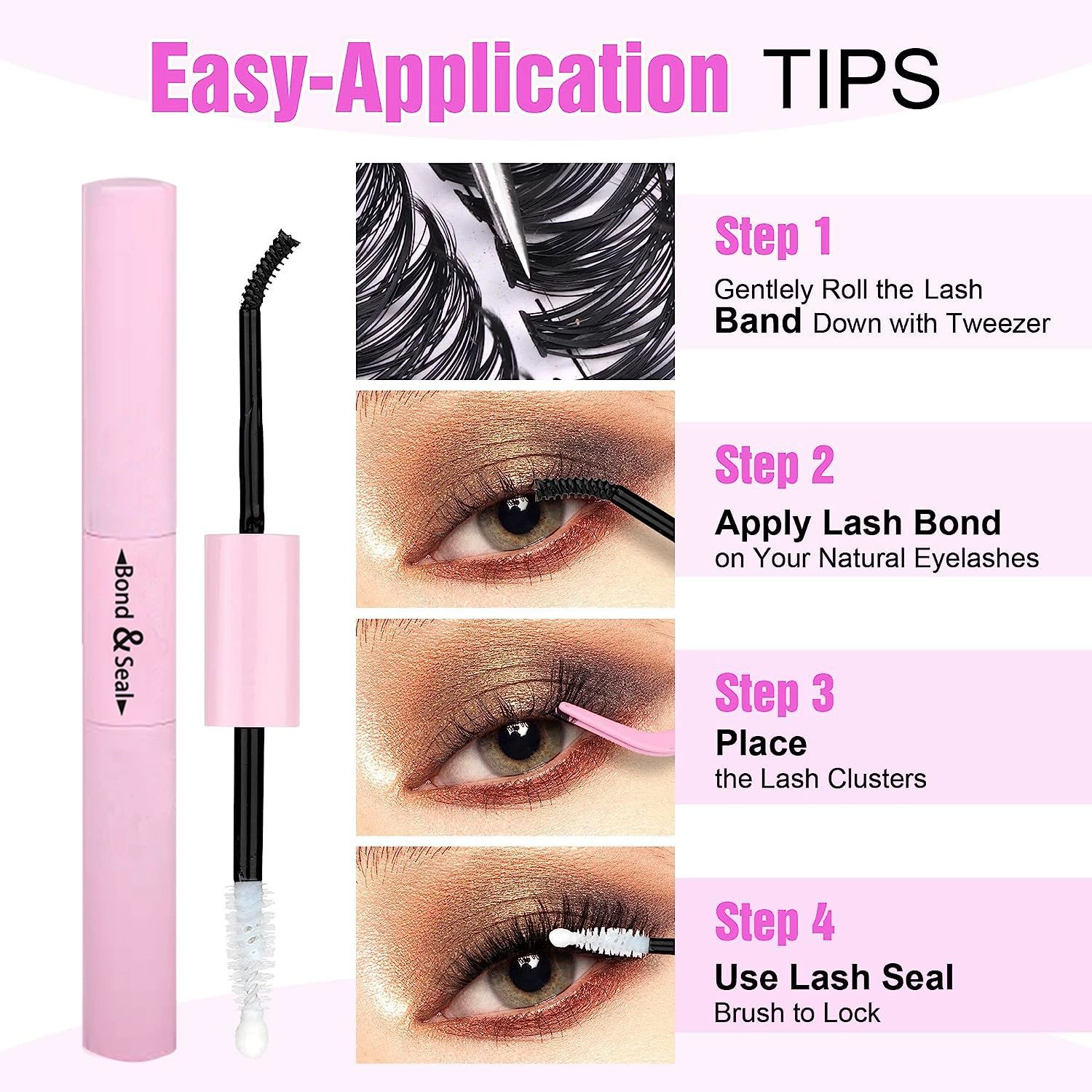 30D/40D combination 14 rows + double-head glue + forceps [1 set] DIY eyelash false eyelash 30D40D eyelash mixed set, eyelash extension kit with Lash Bond and Seal, Lash Tweezers for Self Use