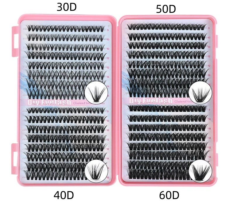 Lash Clusters Kit for beginners Eyelash Clusters Kit Lashes Clusters Kit Cluster Pestañas Postizas Naturales with Lash Bond&Seal,Lash Tweezers,Mascara Brush(640pcs 30D+40D+50D+60D Kit,9-16mm)