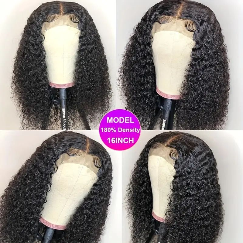 Short Bob Wig, Glueless Bob Wig, Short Bob Wigs Lace Front Wigs For Black Women Curly Wigs With Baby Hair Natural Hairline Wig (Black)