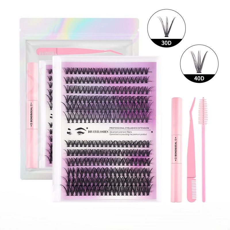 Lash Clusters,Lash Cluster Kit, 240 Pieces, 30D-40D 0.07mm D Curl, 10-16mm Mixed Lengths, with Lash Bond, Remover, Tweezers