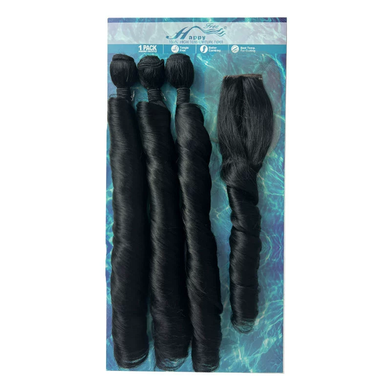 French Curly Braiding Hair Loose Wave Crochet Hair 2 Packs Pre Stretched Braiding Hair Bouncy Beach Curls Wavy Hairstyle Synthetic Hair Extensions for Women (1B#, 24 Inch)