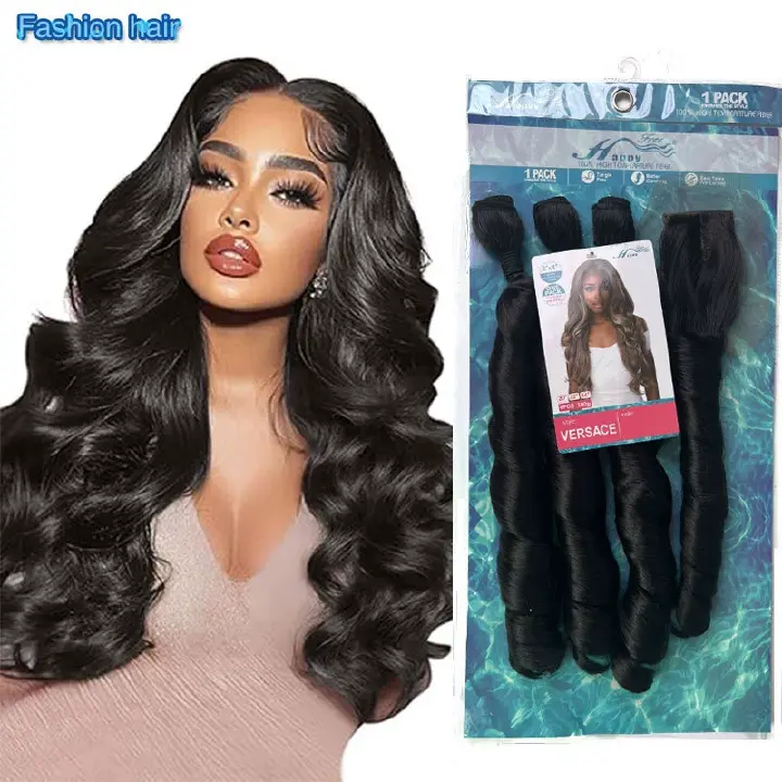 French Curly Braiding Hair Loose Wave Crochet Hair 2 Packs Pre Stretched Braiding Hair Bouncy Beach Curls Wavy Hairstyle Synthetic Hair Extensions for Women (1B#, 24 Inch)