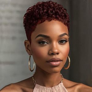 Women Hair Wigs Short Pixie Cut Wigs for Women Black Synthetic Hair, Glueless, Women Wig, Curly With Bangs,