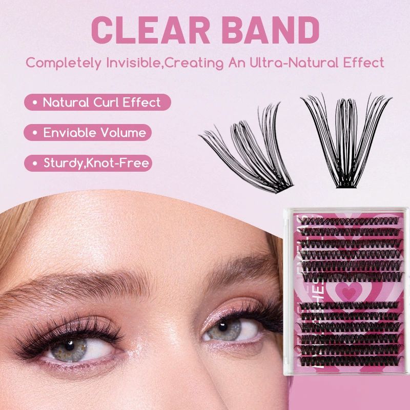 Volume Lash Extension Mink Thick Cluster Eyelash Extensions 10-18mm Lash Clusters Individual Lash Extensions DIY Clusters Lashes Extension at Home  (80P+100P 10-16mm) view 5