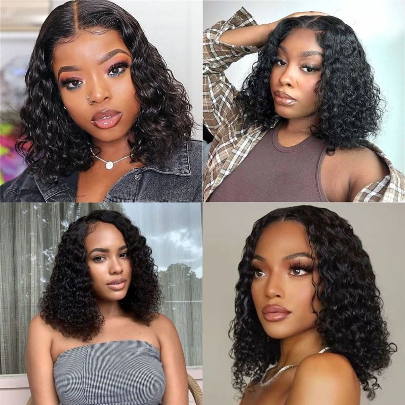 13x4 Lace Wigs Human Hair Pre Plucked Pre Cut Lace Front 200% Density Mongolian Curly Human Hair Wig Undetectable HD Lace Wig 100% Unprocessed Virgin Hair Wear and Go Short Kinky Curly 14inch