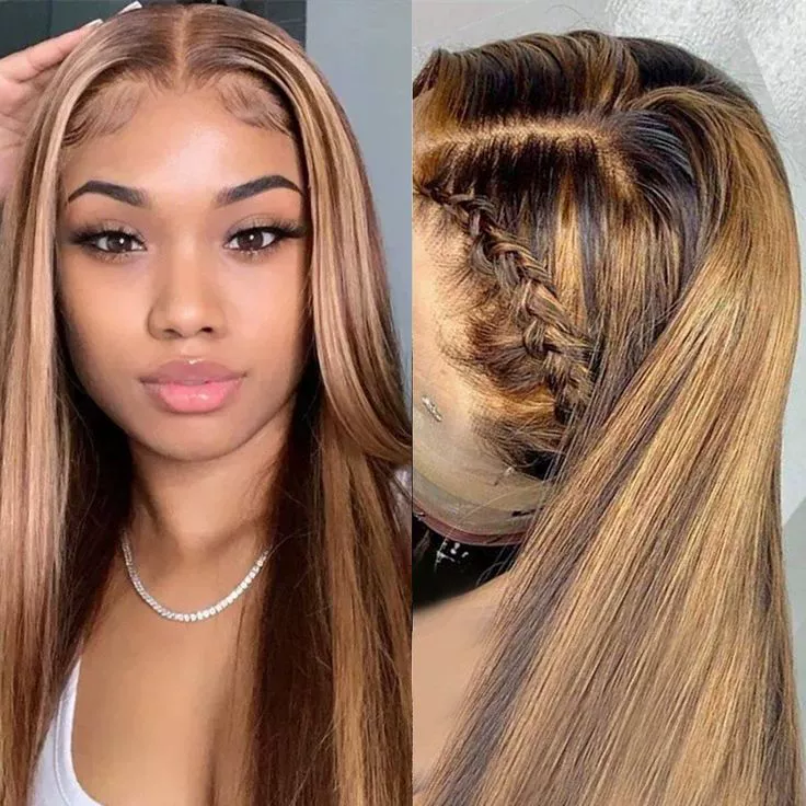 Honey Blonde Wig Human Hair 180% Density 13X4 HD Lace Front Wigs Human Hair Pre Plucked Ombre Lace Front Wig for Women Straight Wigs Human Hair 20-30Inch