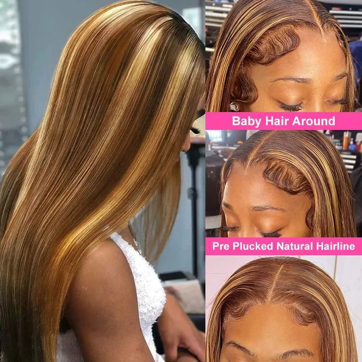 Honey Blonde Wig Human Hair 180% Density 13X4 HD Lace Front Wigs Human Hair Pre Plucked Ombre Lace Front Wig for Women Straight Wigs Human Hair 20-30Inch
