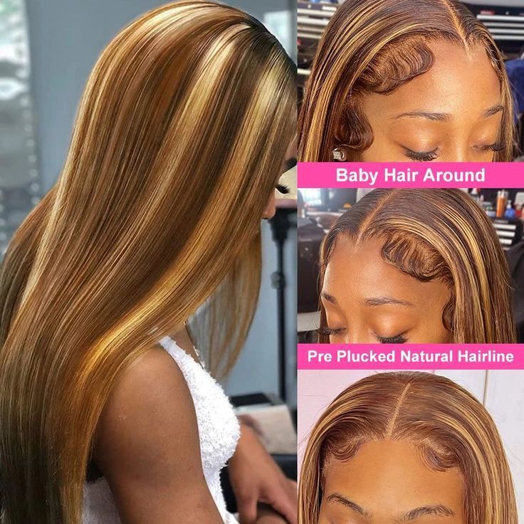 Honey Blonde Wig Human Hair 180% Density 13X4 HD Lace Front Wigs Human Hair Pre Plucked Ombre Lace Front Wig for Women Straight Wigs Human Hair 20-30Inch