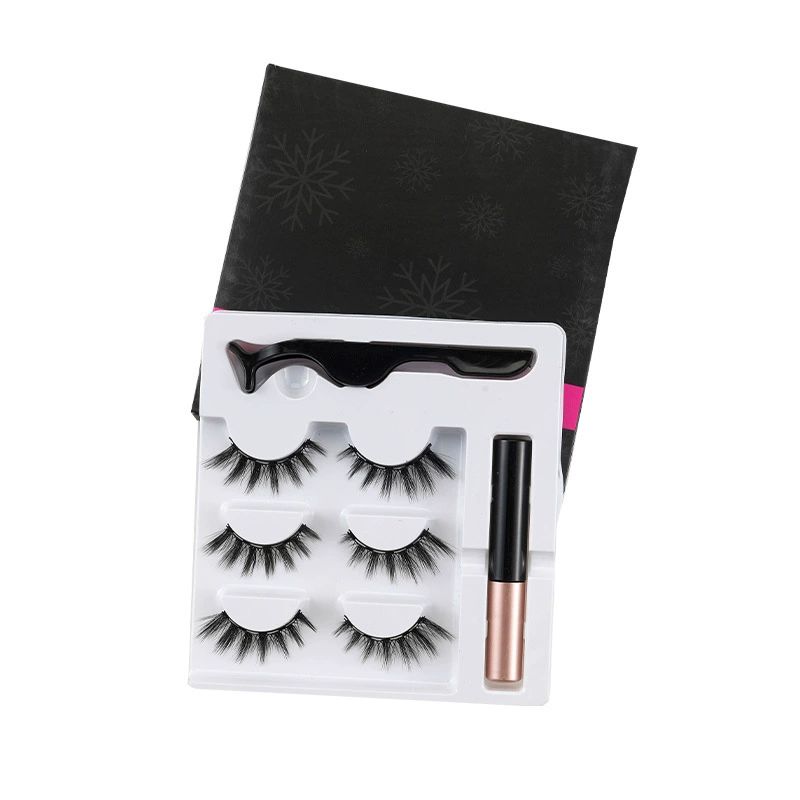 Magnetic Eyelashes with Eyeliner - Magnetic Eyeliner and Lashes Kit, 5D Faux Mink Lashes,Eyelashes Long Reusable False Lashes (3 Pairs)
