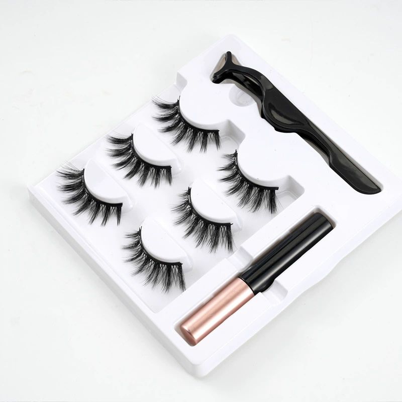 Magnetic Eyelashes with Eyeliner - Magnetic Eyeliner and Lashes Kit, 5D Faux Mink Lashes,Eyelashes Long Reusable False Lashes (3 Pairs)