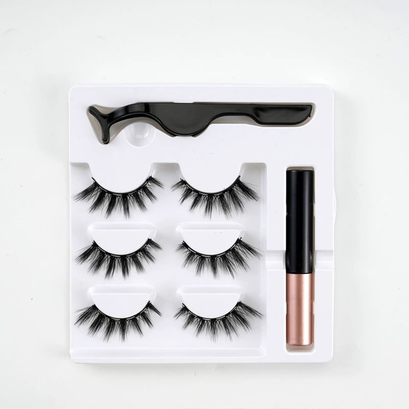 Magnetic Eyelashes with Eyeliner - Magnetic Eyeliner and Lashes Kit, 5D Faux Mink Lashes,Eyelashes Long Reusable False Lashes (3 Pairs)