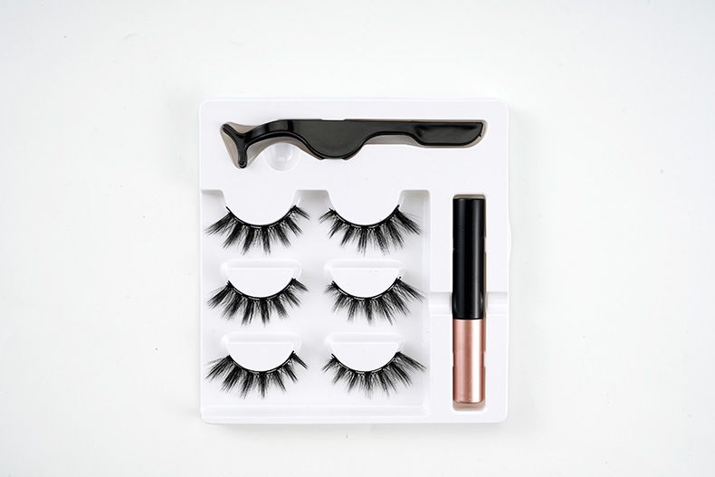 Magnetic Eyelashes with Eyeliner - Magnetic Eyeliner and Lashes Kit, 5D Faux Mink Lashes,Eyelashes Long Reusable False Lashes (3 Pairs)