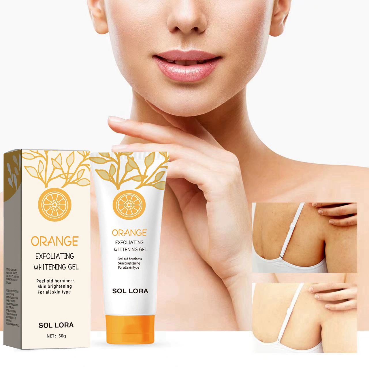 Orange Exfoliating Gel Scrub Face Body Skin, Orange Exfoliating Gel, Natural Orange Peeling Gel Face Scrub