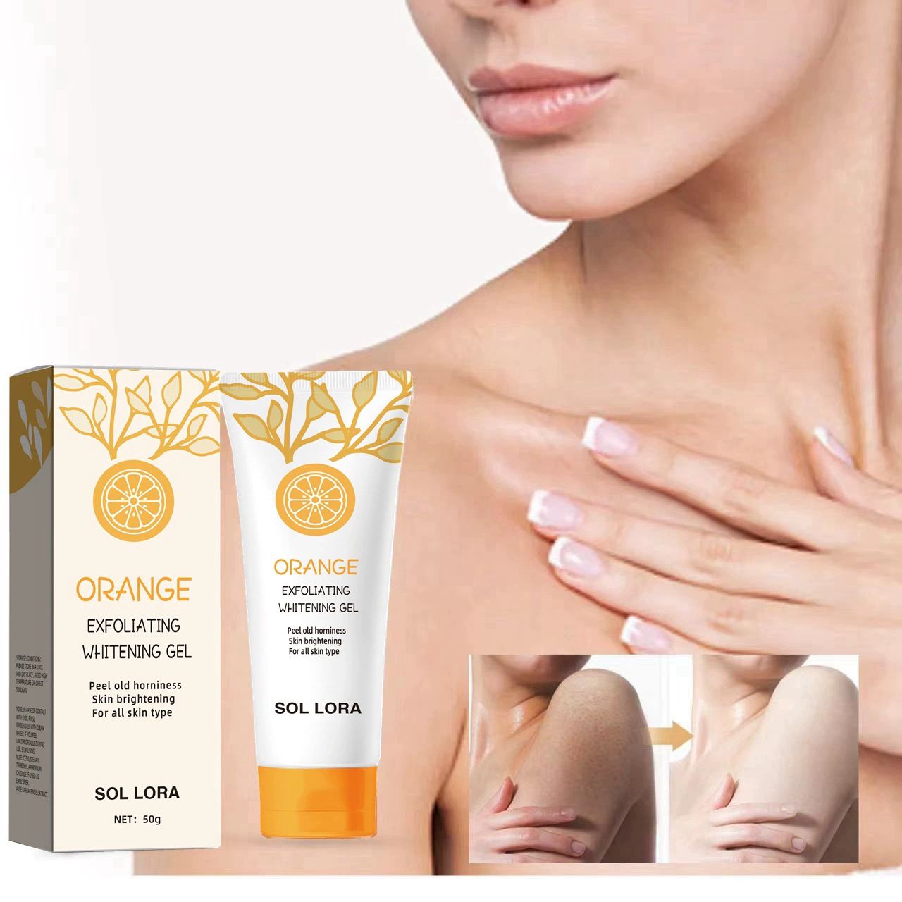 Orange Exfoliating Gel Scrub Face Body Skin, Orange Exfoliating Gel, Natural Orange Peeling Gel Face Scrub