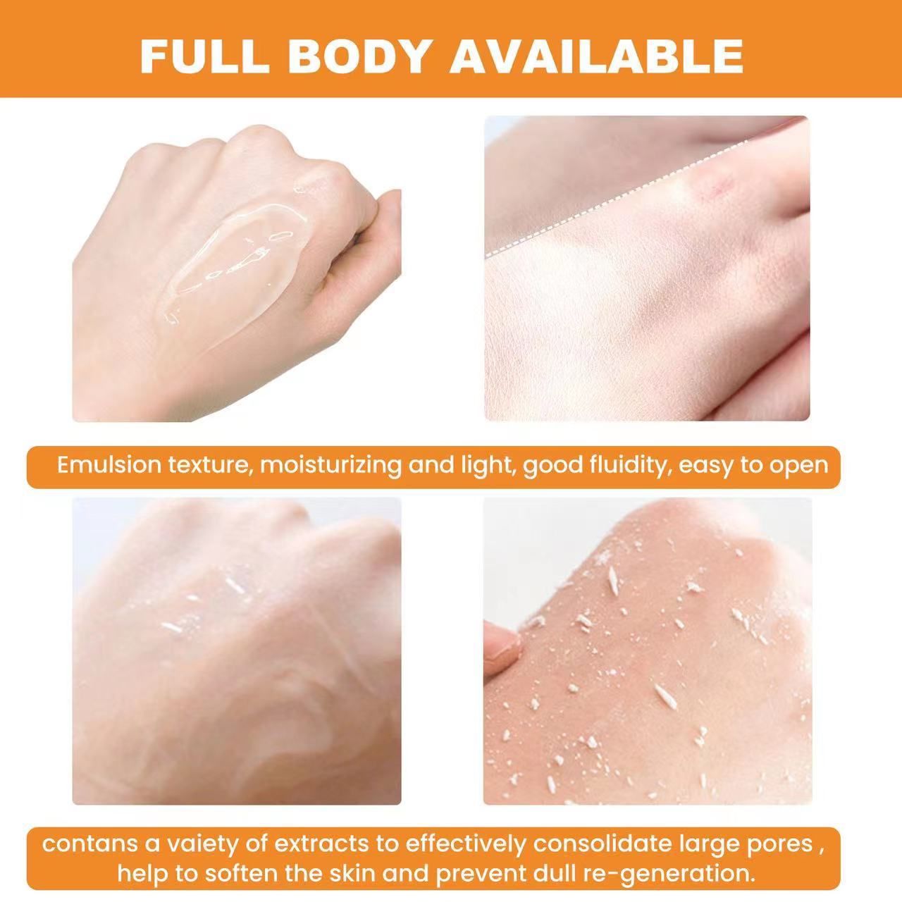 Orange Exfoliating Gel Scrub Face Body Skin, Orange Exfoliating Gel, Natural Orange Peeling Gel Face Scrub