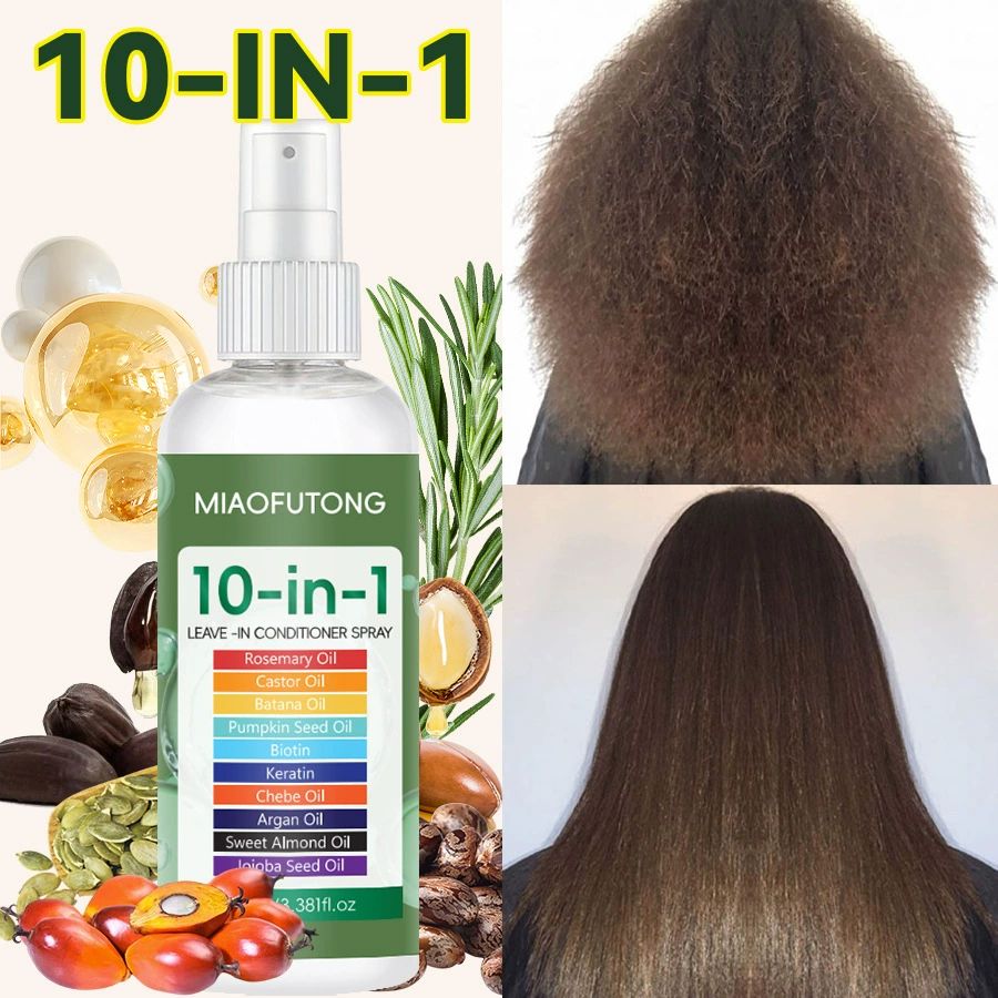 10 in 1 Leave In Conditioner - Heat Protection & Frizz Control with Silkening Essence - Lightweight Hair Moisturizer, Non-Greasy Formula, Stay Fragrant​