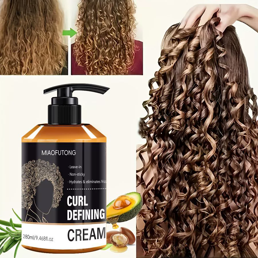 Black Castor Oil Curl Defining Cream, Anti-Frizz Curling Cream for Enhances Wavy Hair and Curly Hair, Hydrating Hair Mask Curl Cream to Define All Curly Types & Hair Textures