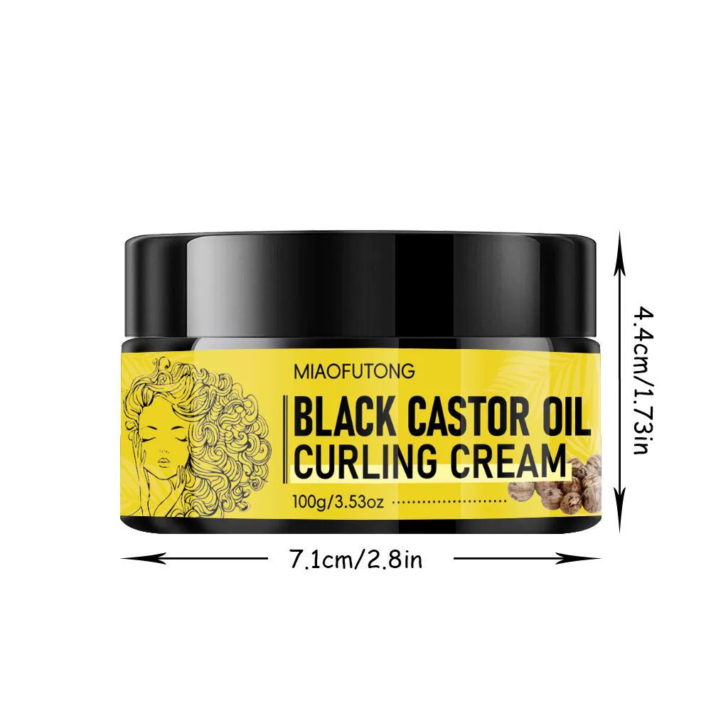 Black Castor Oil Curl Defining Cream, Anti-Frizz Curling Cream for Enhances Wavy Hair and Curly Hair, Hydrating Hair Mask Curl Cream to Define All Curly Types & Hair Textures