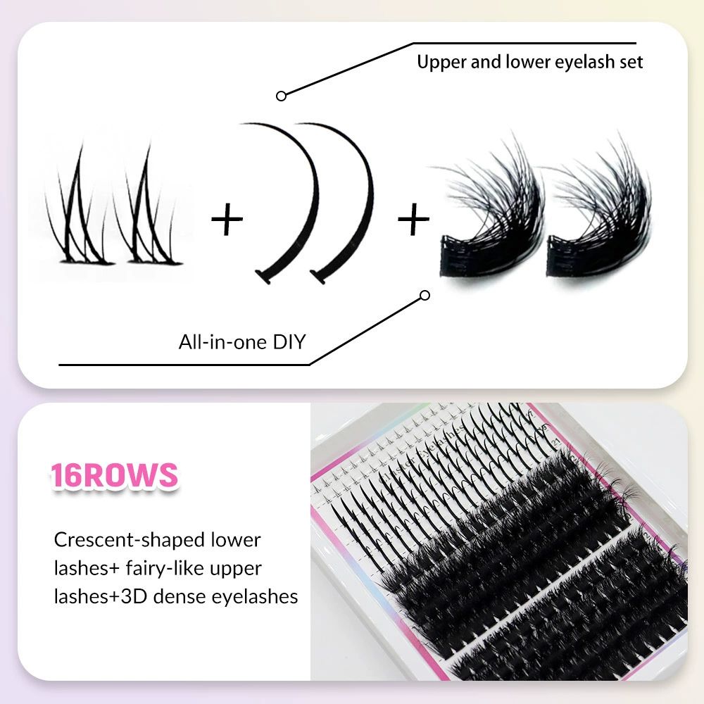 Lash Clusters Kit 15-21MM Lash Spikes Eyelash Clusters 80D 100D Thick Cluster Eyelash Extensions Kit Spiky DIY Lash Extensions Kit Individual Lashes Volume