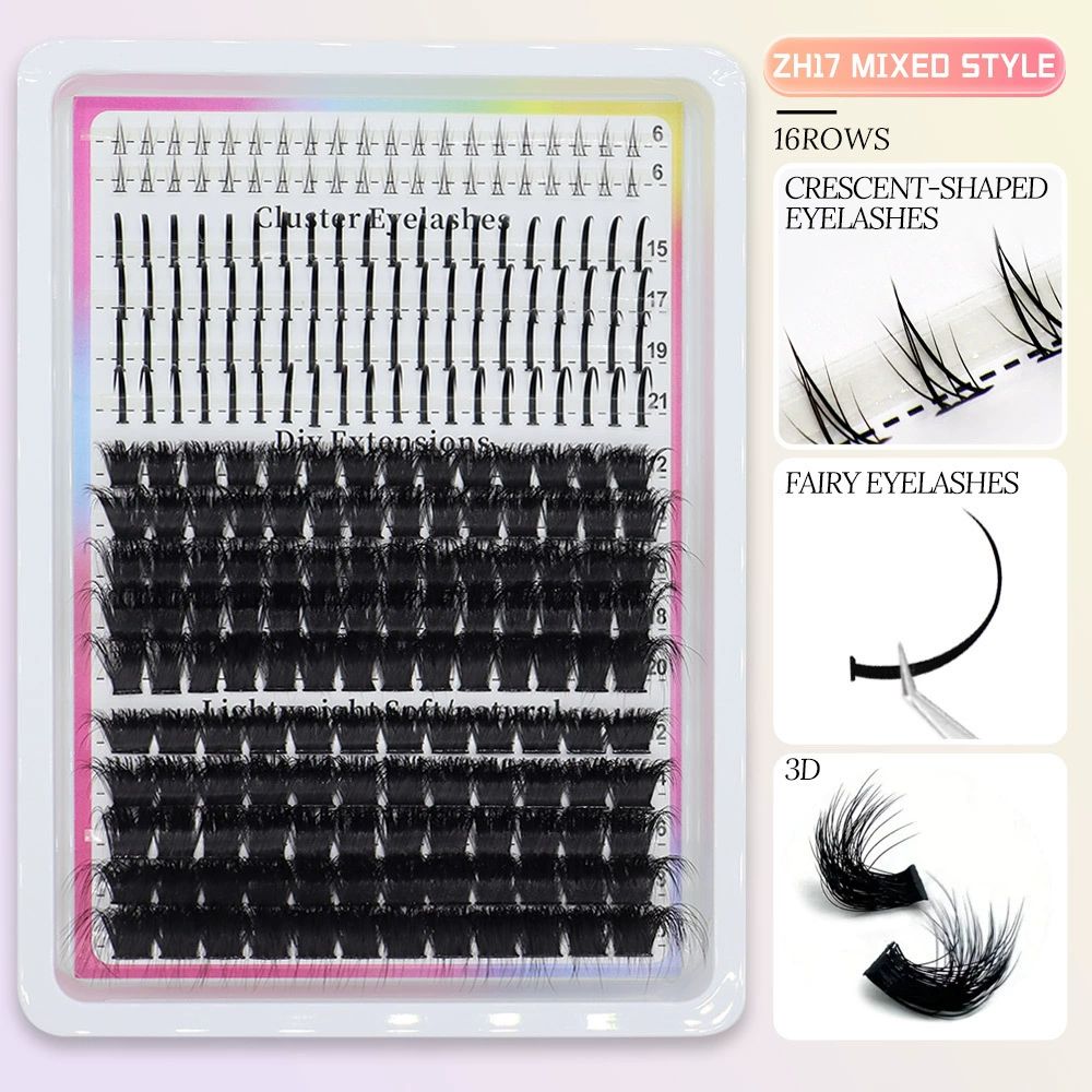 Lash Clusters Kit 15-21MM Lash Spikes Eyelash Clusters 80D 100D Thick Cluster Eyelash Extensions Kit Spiky DIY Lash Extensions Kit Individual Lashes Volume