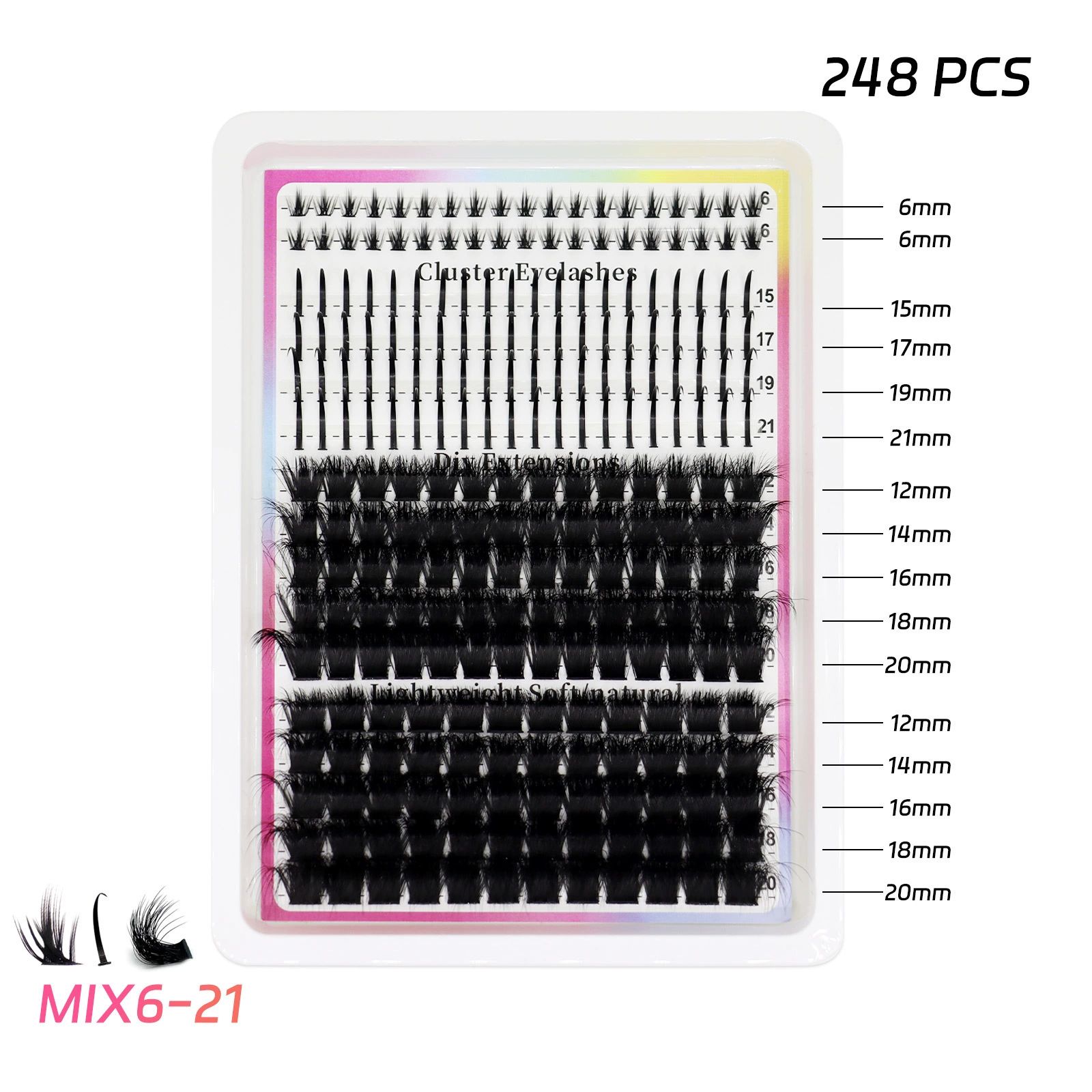 Lash Clusters Kit 15-21MM Lash Spikes Eyelash Clusters 80D 100D Thick Cluster Eyelash Extensions Kit Spiky DIY Lash Extensions Kit Individual Lashes Volume