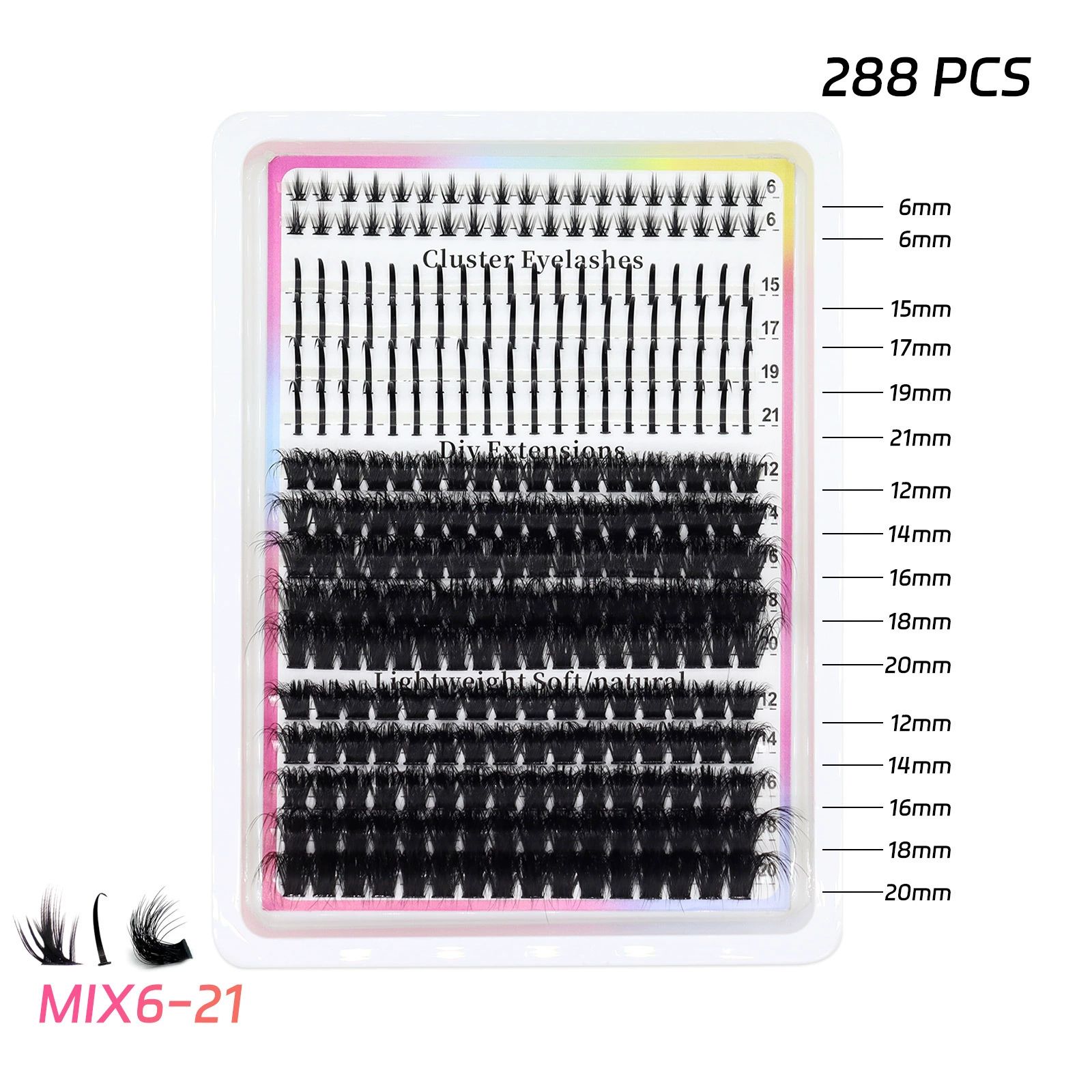 Lash Clusters Kit 15-21MM Lash Spikes Eyelash Clusters 80D 100D Thick Cluster Eyelash Extensions Kit Spiky DIY Lash Extensions Kit Individual Lashes Volume