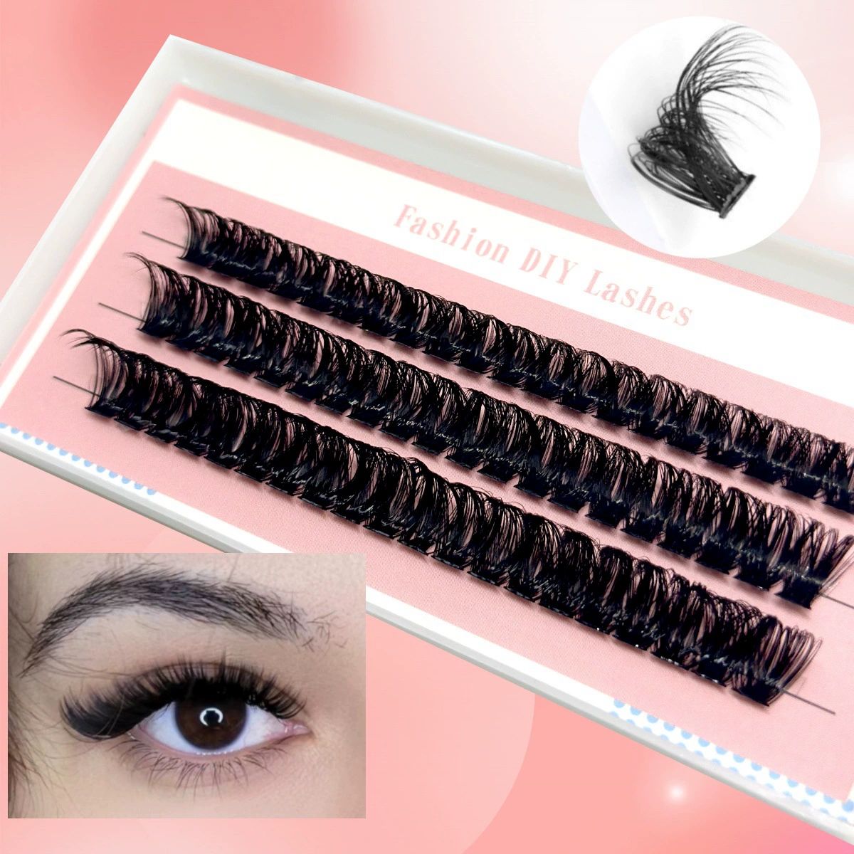 Lash Clusters with Spiky Lash Clusters Volume Eyelash Clusters 10-18MM Thick Individual Lashes D Curl Cluster Eyelash Extensions 3D DIY Lash Extension at Home