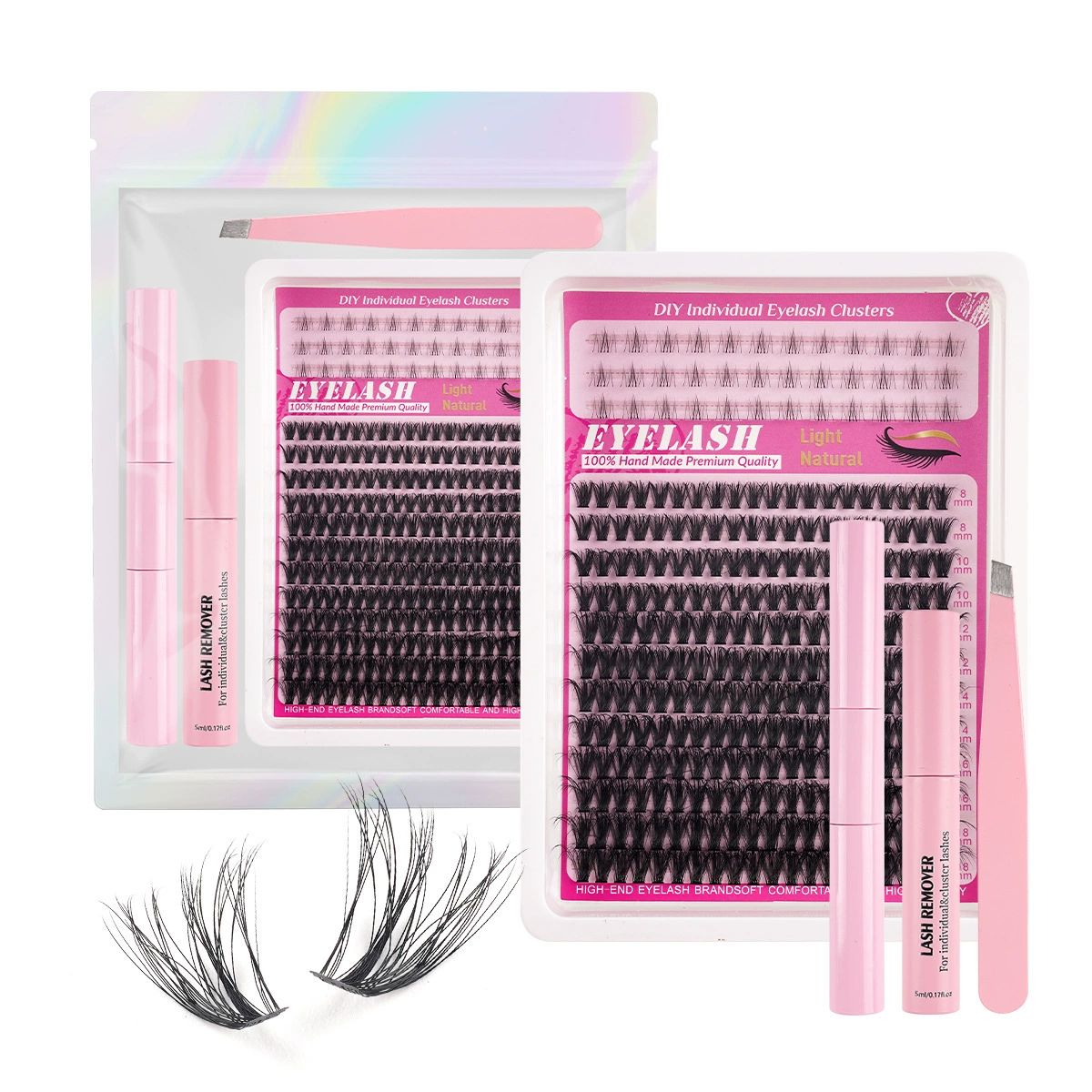 Lash Clusters C Curl Lash Clusters Kit Lashes Clusters 240 Pcs Individual Eyelash Clusters DIY Lash Extension Kit for Self Application 8-18MM) Mix Lash Glue and Tweezers