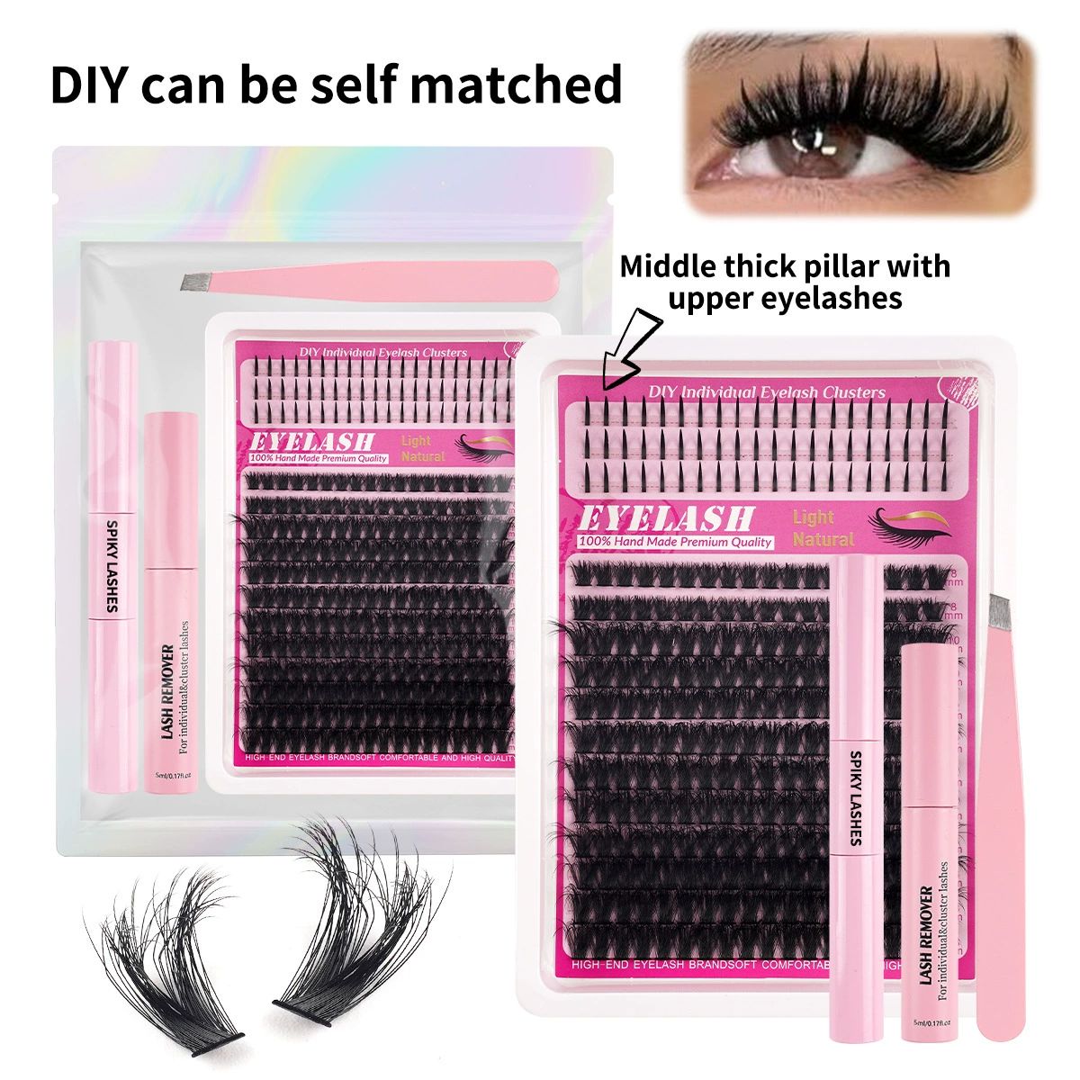 Lash Clusters C Curl Lash Clusters Kit Lashes Clusters 240 Pcs Individual Eyelash Clusters DIY Lash Extension Kit for Self Application 8-18MM) Mix Lash Glue and Tweezers