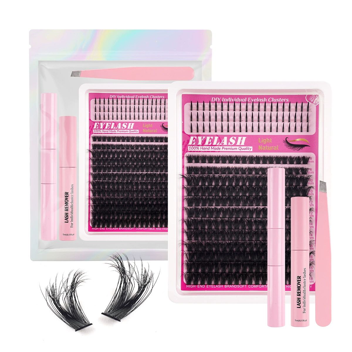 Lash Clusters C Curl Lash Clusters Kit Lashes Clusters 240 Pcs Individual Eyelash Clusters DIY Lash Extension Kit for Self Application 8-18MM) Mix Lash Glue and Tweezers