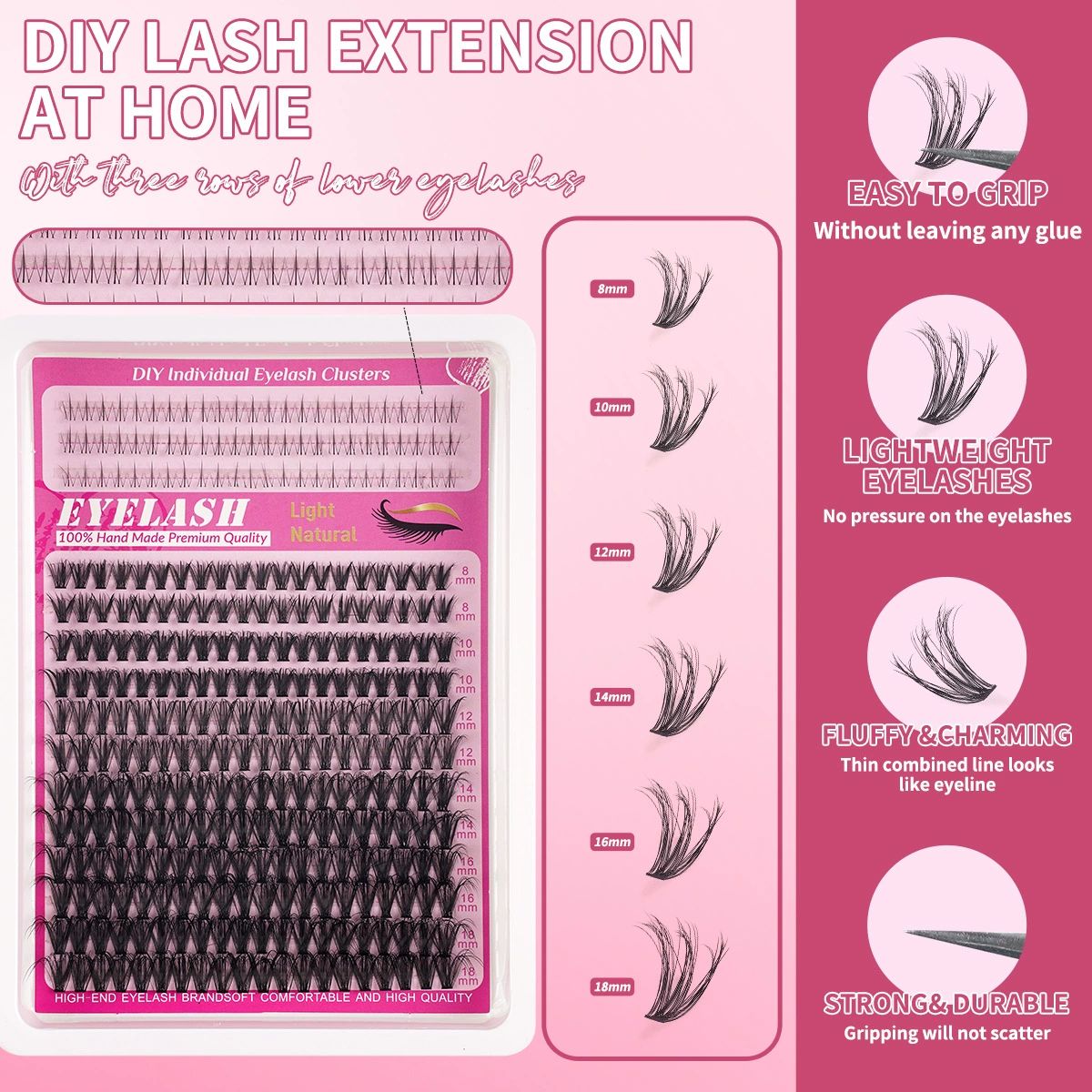 Lash Clusters C Curl Lash Clusters Kit Lashes Clusters 240 Pcs Individual Eyelash Clusters DIY Lash Extension Kit for Self Application 8-18MM) Mix Lash Glue and Tweezers