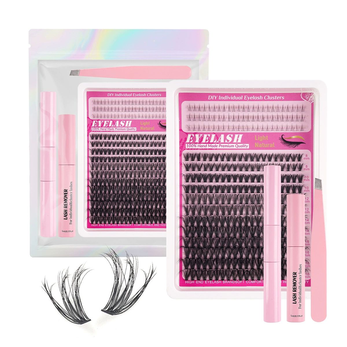 Lash Clusters C Curl Lash Clusters Kit Lashes Clusters 240 Pcs Individual Eyelash Clusters DIY Lash Extension Kit for Self Application 8-18MM) Mix Lash Glue and Tweezers