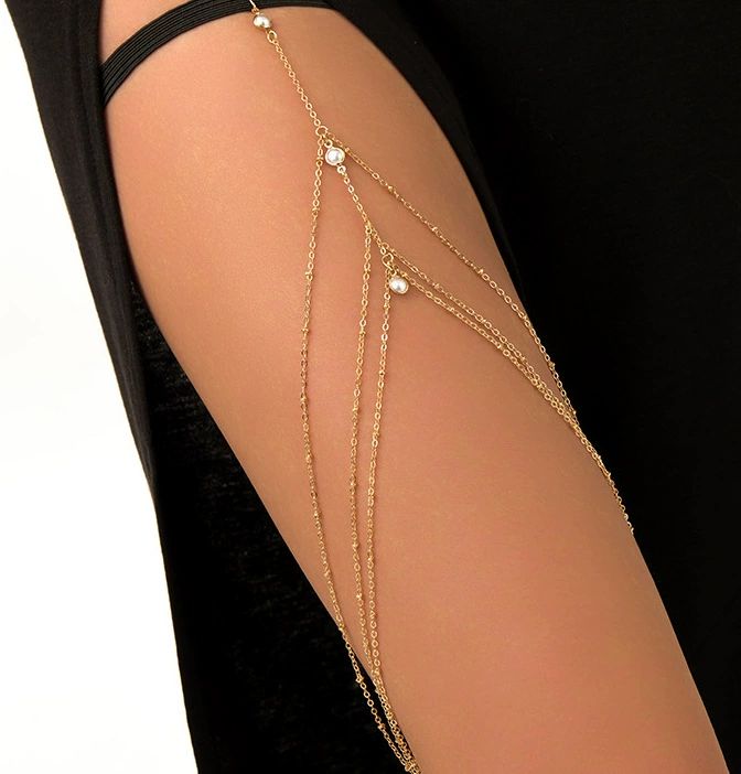 Sexy Beach Multi-layer Leg Chain Jewelry - Elasticity Thigh Leg Chain for Women