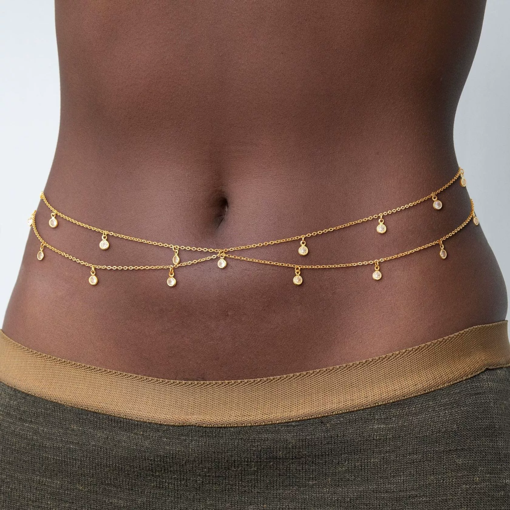 Silver Gold Waist Chain for Women Belly Chain with Belly Rings Layered Stomach Chains Pearl Rhinestone Body Chain Waist Jewelry