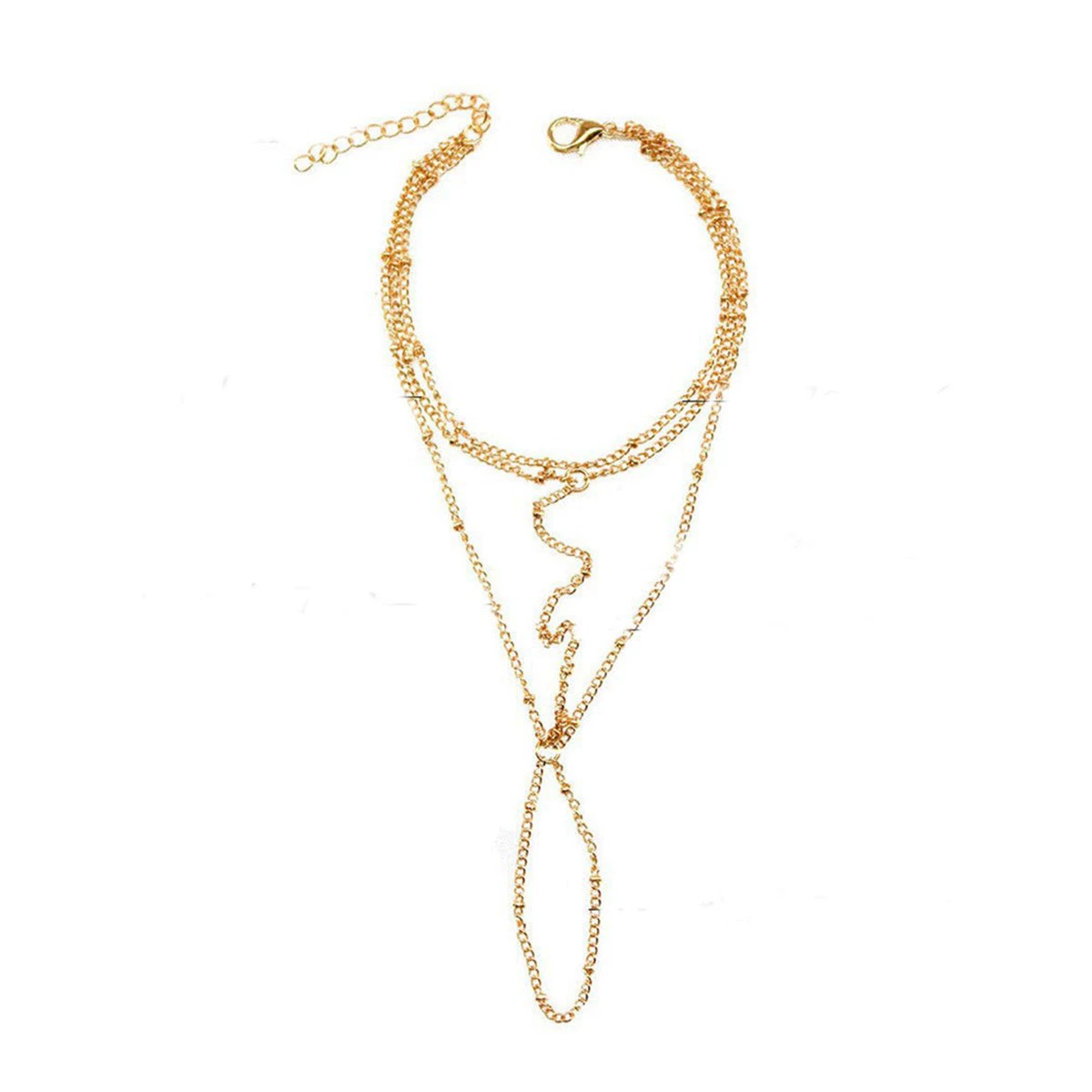 Ring Bracelet Hand Chain Bracelet Simple Gold Finger Bracelet Ring Hand Chain Silver Bracelets Boho Dainty Summer Beach Jewelry for Women